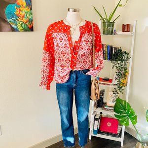 Sundance Floral Bohemian Paisley Button Tunic